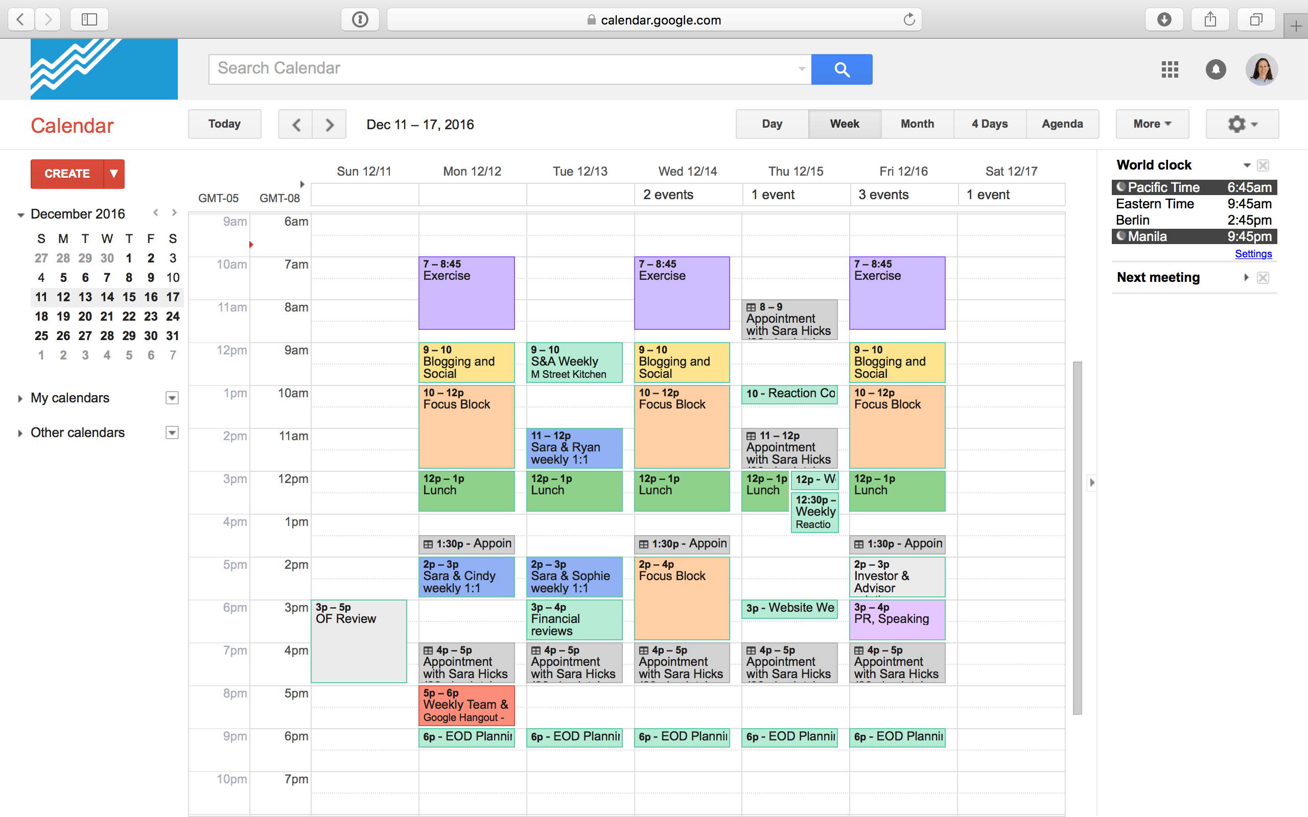 omnifocus calendar